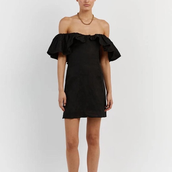 Isabelle Linen Mini Dress in Black size 6 By DISSH Isabelle Linen Mini Dress in Black size 6 By DISSH